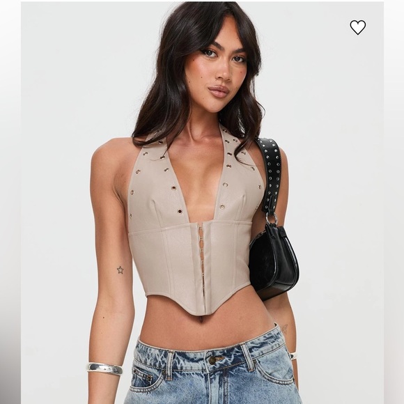 Princess Polly Palladia Faux Leather Jordy Corset ALIX EARLE Top NWT - Picture 1 of 11